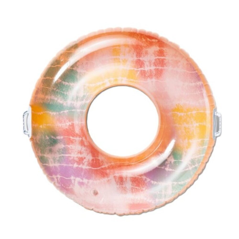 Sun Squad Pastel Tie Dye 33" Inflatable Swim Pool Tube w/ Side Grip Handles